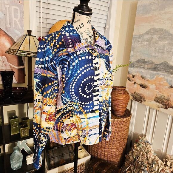 New Requirements Geometric Print Swirl Detail Lightweight Jacket. XL Fit - Picture 11 of 12